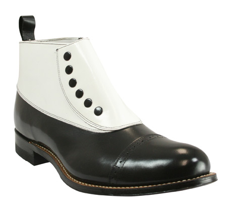  Victorian Steampunk Edwardian Mens Footwear Black White Leather Ankle Boots |Antique Vintage Old Fashioned Wedding Theatrical Reenacting Costume |