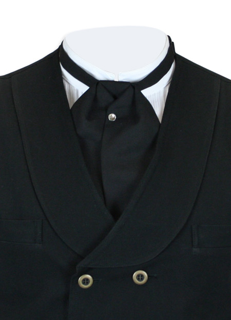 Victorian Old West Edwardian Mens Ties Black Synthetic Solid Puff |Antique Vintage Fashioned Wedding Theatrical Reenacting Costume |