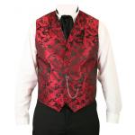  Victorian,Old West, Mens Vests Red Satin,Microfiber,Synthetic Print Dress Vests |Antique, Vintage, Old Fashioned, Wedding, Theatrical, Reenacting Costume | Fancy,Jack the Ripper,NYE,Vampire