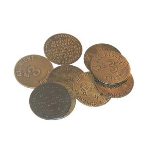  Victorian,Old West Mens Accessories Brass Brass Coins |Antique, Vintage, Old Fashioned, Wedding, Theatrical, Reenacting Costume | Stocking Stuffers,Gifts for Him