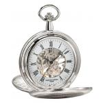 Premium Silver Shield Mechanical Pocket Watch with Chain