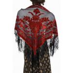(disco)-Velvet Shawl, Red and Black