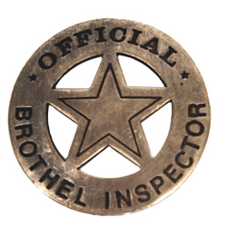 Vintage Mens Silver Alloy Badge | Romantic | Old Fashioned | Traditional | Classic || Premium Old West Badge - Brothel Inspector Badge