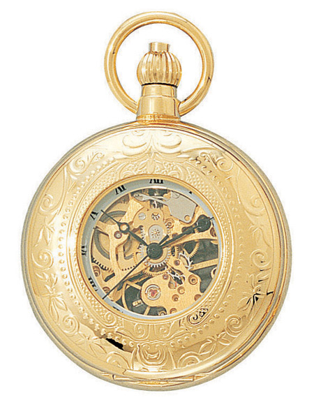 1800s Mens Gold Alloy Mechanical Watch | 19th Century | Historical | Period Clothing | Theatrical || Premium Gold Viewing Window Pocket Watch with Chain