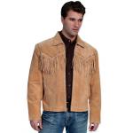 (disco)-Texan Fringe Leather Jacket -- Boar Suede Leather - Bourbon