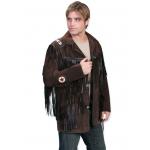 (disco)-Hand Laced Bead Trimmed Coat - Boar Suede Leather - Espresso