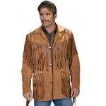 (disco)-Hand Laced Bead Trimmed Coat - Boar Suede Leather - Bourbon