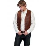  Old West, Mens Vests Brown Leather Solid Leather Vests |Antique, Vintage, Old Fashioned, Wedding, Theatrical, Reenacting Costume | Lawman