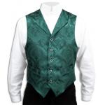  Victorian,Old West Mens Vests Green Satin,Microfiber,Synthetic Floral Dress Vests |Antique, Vintage, Old Fashioned, Wedding, Theatrical, Reenacting Costume |