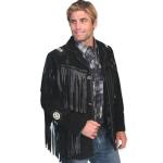 (disco)-Hand Laced Bead Trimmed Coat - Boar Suede Leather - Black