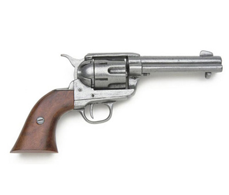 Steampunk Mens Silver Alloy Replica Weapon | Gothic | Pirate | LARP | Cosplay | Retro | Vampire || 1873 Colt Peacemaker Pistol Replica - Gray
