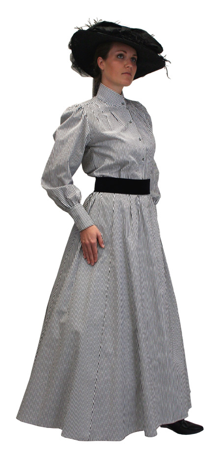 1800s Ladies Gray,Black,White Cotton Stripe Dress Skirt | 19th Century | Historical | Period Clothing | Theatrical || Pinstripe Walking Skirt - Black/White