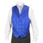  Victorian,Old West, Mens Vests Blue Satin,Microfiber,Synthetic Paisley Dress Vests |Antique, Vintage, Old Fashioned, Wedding, Theatrical, Reenacting Costume | Holmes and Watson
