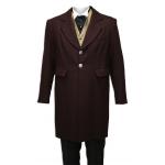(disco)-100% Wool Frock Coat - Burgundy
