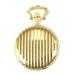 Gold Tone Tuxedo Stripe Pocket Watch with Chain