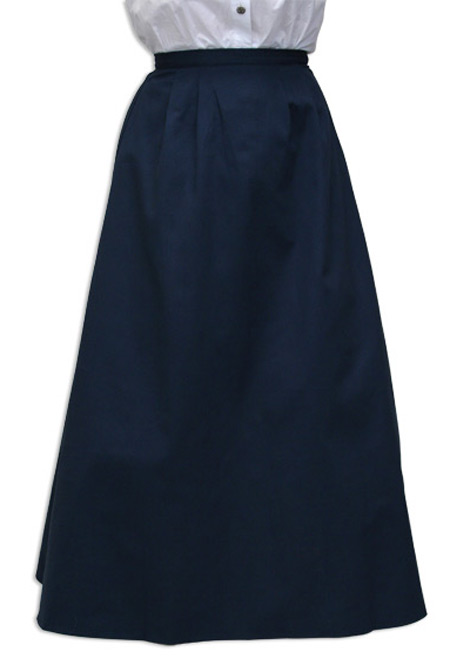 Steampunk Ladies Blue Cotton Solid Dress Skirt | Gothic | Pirate | LARP | Cosplay | Retro | Vampire || Cotton Twill Walking Skirt - Navy