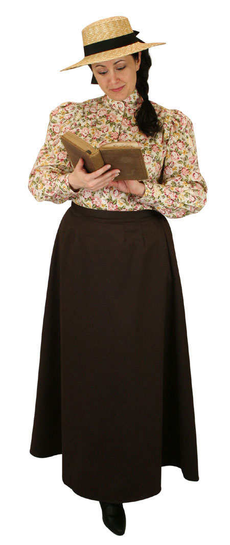 1800s Ladies Brown Cotton Solid Dress Skirt | 19th Century | Historical | Period Clothing | Theatrical || Cotton Twill Walking Skirt - Brown