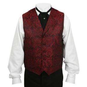  Victorian,Old West Mens Vests Red Satin,Microfiber,Synthetic Print Dress Vests |Antique, Vintage, Old Fashioned, Wedding, Theatrical, Reenacting Costume | Dragon,Phantom and Christine