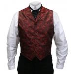  Victorian,Old West Mens Vests Red Satin,Microfiber,Synthetic Print Dress Vests |Antique, Vintage, Old Fashioned, Wedding, Theatrical, Reenacting Costume | Dragon,Phantom and Christine