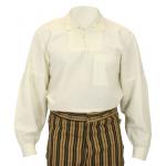  Victorian,Old West,Steampunk Mens Shirts Ivory Cotton Solid Work Shirts |Antique, Vintage, Old Fashioned, Wedding, Theatrical, Reenacting Costume |