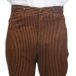  Victorian,Old West,Steampunk, Mens Pants Brown Cotton Stripe Dress Pants,Work Pants,Matched Separates |Antique, Vintage, Old Fashioned, Wedding, Theatrical, Reenacting Costume | Motorist