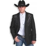 (disco)-Embroidered Western Blazer - Charcoal
