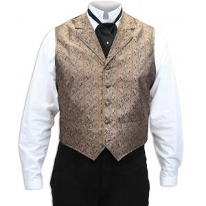  Victorian,Old West,Edwardian Mens Vests Brown Satin,Microfiber,Synthetic Paisley Dress Vests |Antique, Vintage, Old Fashioned, Wedding, Theatrical, Reenacting Costume |