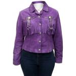 (disco)-Fawn Fringe Jacket - Boar Suede Leather - Grape