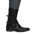 (disco)-Black Leather Buckle Gaiters - One Pair