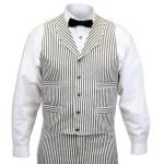  Victorian,Old West,Steampunk, Mens Vests Ivory,Blue Cotton Stripe Dress Vests,Work Vests,Matched Separates |Antique, Vintage, Old Fashioned, Wedding, Theatrical, Reenacting Costume |