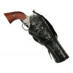 Western Holster - RH Cross-Draw - Black Tooled Leather