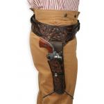 (.44/.45 cal) Western Gun Belt and Holster - RH Draw - Two-Tone Brown Tooled Leather