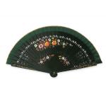 (disco)-Painted Fan, Floral Design - Green