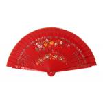 (disco)-Painted Fan, Floral Design - Red