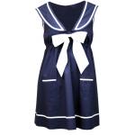 (disco)-Ladies 1900s Sleeveless Bathing Tunic, Navy