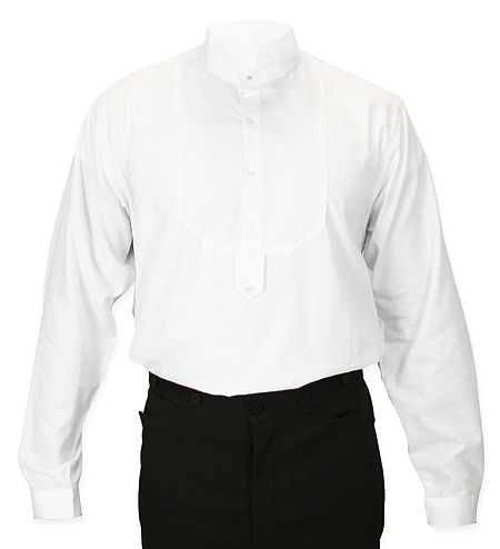 Historical Emporium Mens Victorian Collar Stud/Cufflink Convertible Dress Shirt 