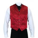  Victorian,Old West, Mens Vests Red Silk Floral Dress Vests |Antique, Vintage, Old Fashioned, Wedding, Theatrical, Reenacting Costume |