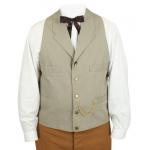  Victorian,Old West,Edwardian Mens Vests Ivory,Brown Cotton Solid Work Vests |Antique, Vintage, Old Fashioned, Wedding, Theatrical, Reenacting Costume |
