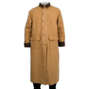  Old West,Edwardian Mens Coats Brown Canvas,Cotton Solid Dusters |Antique, Vintage, Old Fashioned, Wedding, Theatrical, Reenacting Costume |