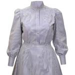 (disco)-Pinstripe Blouse - Blue/White