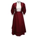  Victorian,Old West, Ladies Dresses and Suits Burgundy Cotton Solid Suits |Antique, Vintage, Old Fashioned, Wedding, Theatrical, Reenacting Costume |