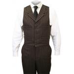 (disco)-NEW Birmingham Vest - Brown Pinstripe