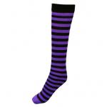 (disco)-Striped Stockings - Black/Purple Knee Highs