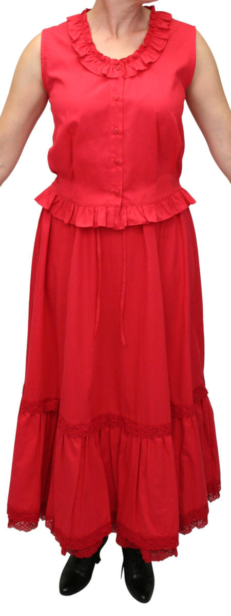 Traditional Victorian Camisole - Red Cotton