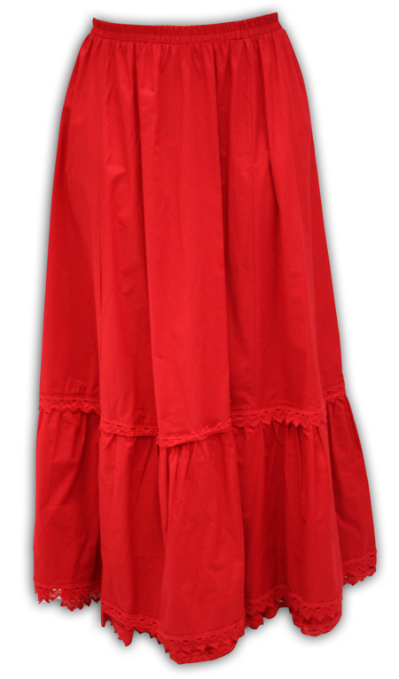 Steampunk Ladies Red Cotton Solid Petticoat | Gothic | Pirate | LARP | Cosplay | Retro | Vampire || Traditional Victorian Petticoat - Red Cotton