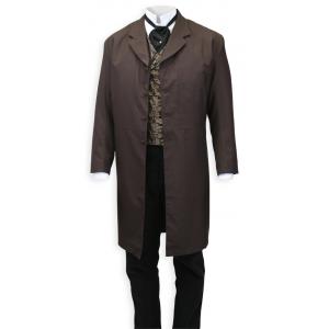  Victorian,Old West,Steampunk,Edwardian Mens Coats Brown Synthetic Solid Frock Coats,Matched Separates |Antique, Vintage, Old Fashioned, Wedding, Theatrical, Reenacting Costume |