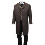  Victorian,Old West,Steampunk,Edwardian Mens Coats Brown Synthetic Solid Frock Coats,Matched Separates |Antique, Vintage, Old Fashioned, Wedding, Theatrical, Reenacting Costume |