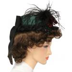 (disco)-Victorian Ladies Boater, Green and Burgundy