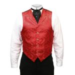  Victorian,Old West Mens Vests Red Satin,Microfiber,Synthetic Floral Dress Vests |Antique, Vintage, Old Fashioned, Wedding, Theatrical, Reenacting Costume | Dickens