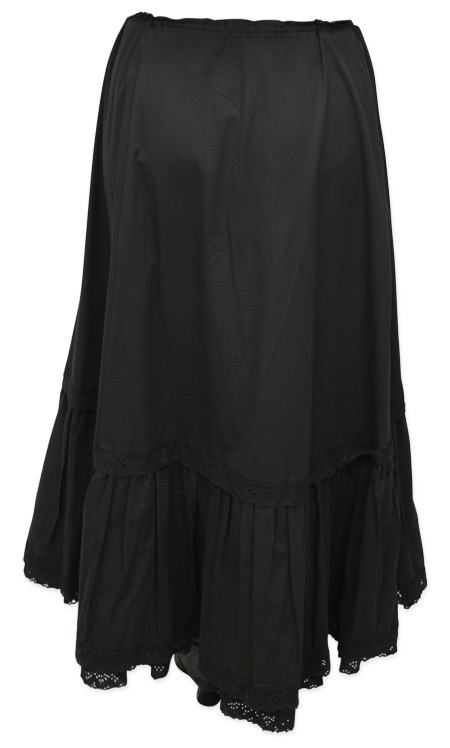 Steampunk Ladies Black Cotton Solid Petticoat | Gothic | Pirate | LARP | Cosplay | Retro | Vampire || Classic Cotton Petticoat - Black